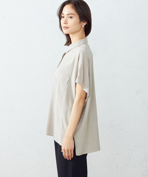 COMME CA ISM（コムサイズム）の「ワイドシルエット　サファリシャツ（シャツ/ブラウス・レディース・ベージュ/ダークブラウン/ピンク/カーキ・FREE）」の14枚目の写真