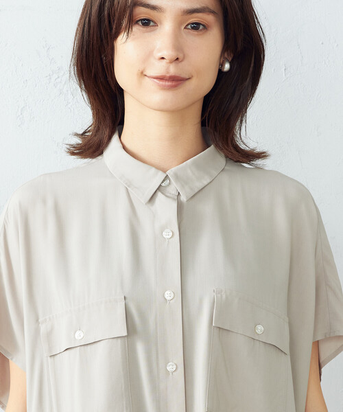 COMME CA ISM（コムサイズム）の「ワイドシルエット　サファリシャツ（シャツ/ブラウス・レディース・ベージュ/ダークブラウン/ピンク/カーキ・FREE）」の16枚目の写真