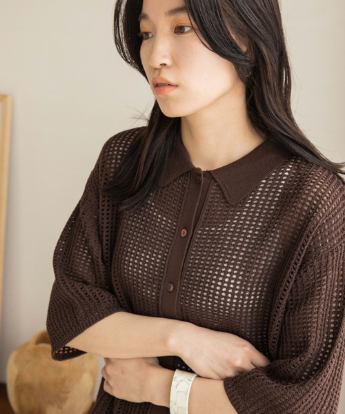 LOWRYS FARM(ローリーズファーム)の「メッシュポロカーディガン 278727(カーディガン/ボレロ・レディース・ブラック/ブラウン/ブルー/アイボリー/その他・FREE)」の22枚目の写真