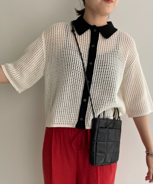 LOWRYS FARM(ローリーズファーム)の「メッシュポロカーディガン 278727(カーディガン/ボレロ・レディース・ブラック/ブラウン/ブルー/アイボリー/その他・FREE)」の10枚目の写真