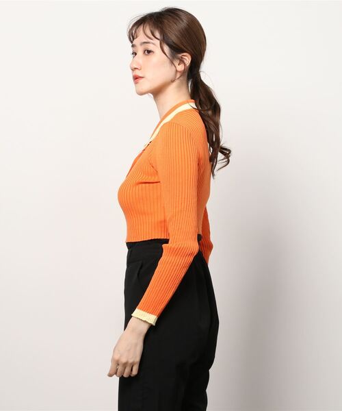 WC（ダブル シー）の「配色長袖ポロ（ポロシャツ・レディース・ブルー/オレンジ・FREE）」の4枚目の写真