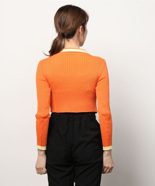 WC（ダブル シー）の「配色長袖ポロ（ポロシャツ・レディース・ブルー/オレンジ・FREE）」の3枚目の写真