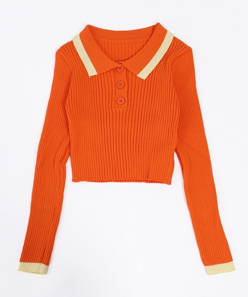 WC（ダブル シー）の「配色長袖ポロ（ポロシャツ・レディース・ブルー/オレンジ・FREE）」の19枚目の写真