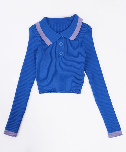 WC（ダブル シー）の「配色長袖ポロ（ポロシャツ・レディース・ブルー/オレンジ・FREE）」の18枚目の写真