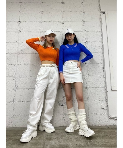 WC（ダブル シー）の「配色長袖ポロ（ポロシャツ・レディース・ブルー/オレンジ・FREE）」の12枚目の写真