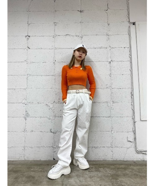 WC（ダブル シー）の「配色長袖ポロ（ポロシャツ・レディース・ブルー/オレンジ・FREE）」の9枚目の写真