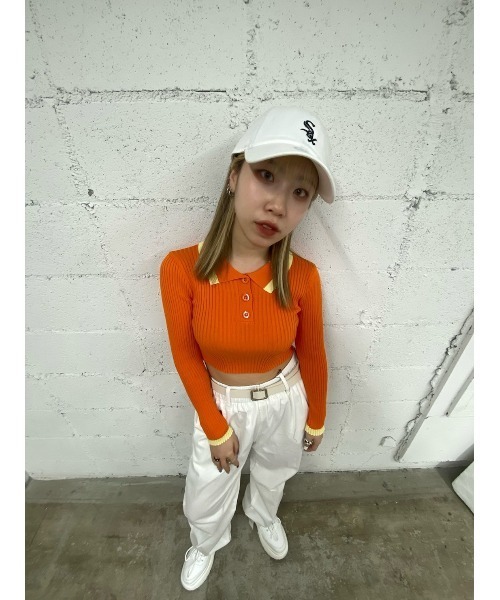 WC（ダブル シー）の「配色長袖ポロ（ポロシャツ・レディース・ブルー/オレンジ・FREE）」の10枚目の写真