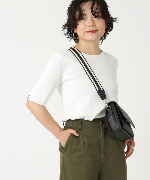 B.C STOCK（ベーセーストック）の「ソウバリ半袖プルオーバー（ニット/セーター・レディース・ブラック/ホワイト/ブラウン/ベージュ/ブルー系その他・FREE）」の2枚目の写真