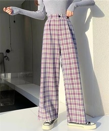 チェック柄ワイドパンツ