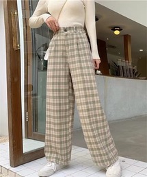 チェック柄ワイドパンツ