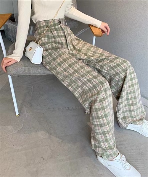 Dream garden(ドリームガーデン)の「チェック柄ワイドパンツ(その他パンツ・レディース・オレンジ/パープル/ホワイト/グリーン/ブラック/ブルー・L/XL/2XL/4XL/3XL/M/S)」の13枚目の写真