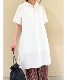 Samansa Mos2 | 【クールコットン】柄アソートスキッパーチュニック(シャツ/ブラウス)