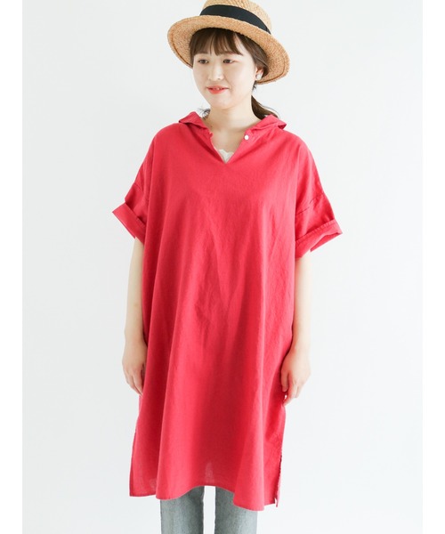 Samansa Mos2（サマンサ モスモス）の「【クールコットン】柄アソートスキッパーチュニック（シャツ/ブラウス・レディース・ブラック/ネイビー/レッド/オフホワイト/サックスブルー/ブルー/グリーン・ﾌﾘ-）」の13枚目の写真