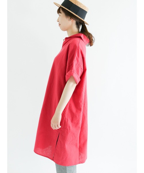 Samansa Mos2（サマンサ モスモス）の「【クールコットン】柄アソートスキッパーチュニック（シャツ/ブラウス・レディース・ブラック/ネイビー/レッド/オフホワイト/サックスブルー/ブルー/グリーン・ﾌﾘ-）」の14枚目の写真