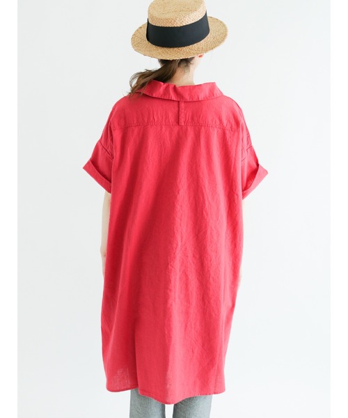 Samansa Mos2（サマンサ モスモス）の「【クールコットン】柄アソートスキッパーチュニック（シャツ/ブラウス・レディース・ブラック/ネイビー/レッド/オフホワイト/サックスブルー/ブルー/グリーン・ﾌﾘ-）」の15枚目の写真