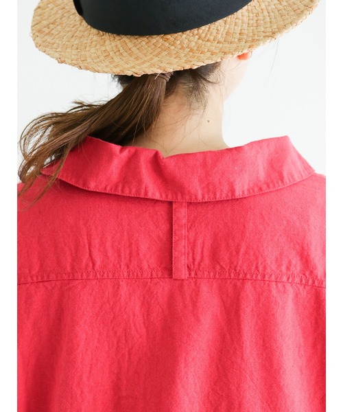 Samansa Mos2（サマンサ モスモス）の「【クールコットン】柄アソートスキッパーチュニック（シャツ/ブラウス・レディース・ブラック/ネイビー/レッド/オフホワイト/サックスブルー/ブルー/グリーン・ﾌﾘ-）」の16枚目の写真