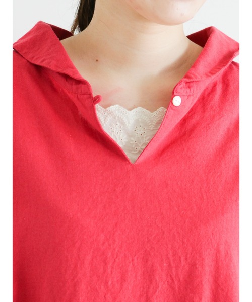 Samansa Mos2（サマンサ モスモス）の「【クールコットン】柄アソートスキッパーチュニック（シャツ/ブラウス・レディース・ブラック/ネイビー/レッド/オフホワイト/サックスブルー/ブルー/グリーン・ﾌﾘ-）」の17枚目の写真