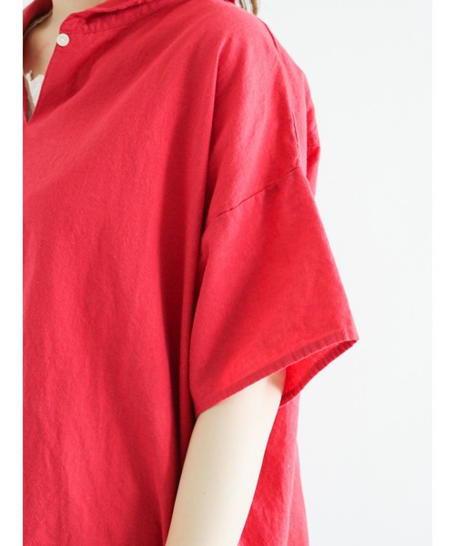 Samansa Mos2（サマンサ モスモス）の「【クールコットン】柄アソートスキッパーチュニック（シャツ/ブラウス・レディース・ブラック/ネイビー/レッド/オフホワイト/サックスブルー/ブルー/グリーン・ﾌﾘ-）」の18枚目の写真