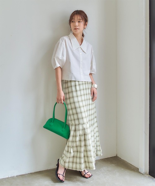 titivate(ティティベイト)の「チェック柄マーメイドスカート(スカート・レディース・イエロー/グリーン/ブラック・S/M/L)」の1枚目の写真