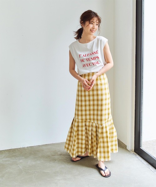 titivate(ティティベイト)の「チェック柄マーメイドスカート(スカート・レディース・イエロー/グリーン/ブラック・S/M/L)」の7枚目の写真