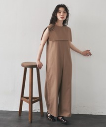 Libra Cue | “ビックカラー2wayコンビネゾン” 麻混素材で長い季節着られる、付け襟がセットになったコンビネゾン(サロペット/オーバーオール)