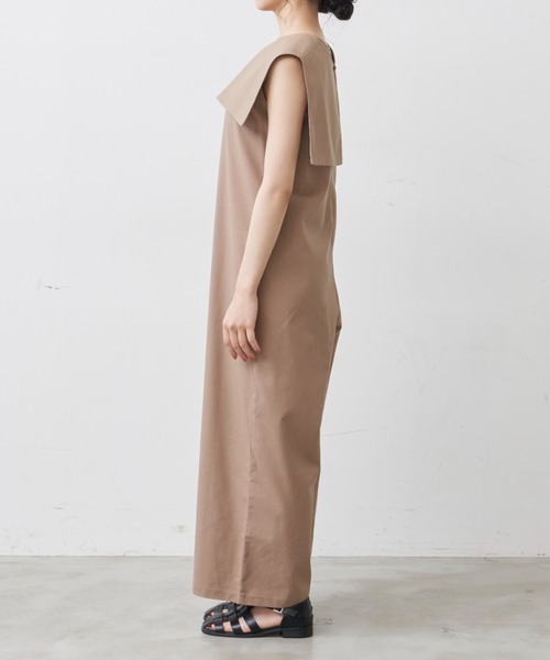 Libra Cue（リブラ キュー）の「“ビックカラー2wayコンビネゾン”　　　　　　　　　　　　　　　　　　　　　　　　　　　　　　麻混素材で長い季節着られる、付け襟がセットになったコンビネゾン（サロペット/オーバーオール・レディース・ベージュ/ブラック・1/2）」の15枚目の写真