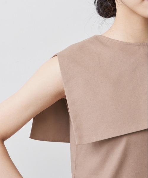 Libra Cue（リブラ キュー）の「“ビックカラー2wayコンビネゾン”　　　　　　　　　　　　　　　　　　　　　　　　　　　　　　麻混素材で長い季節着られる、付け襟がセットになったコンビネゾン（サロペット/オーバーオール・レディース・ベージュ/ブラック・1/2）」の19枚目の写真