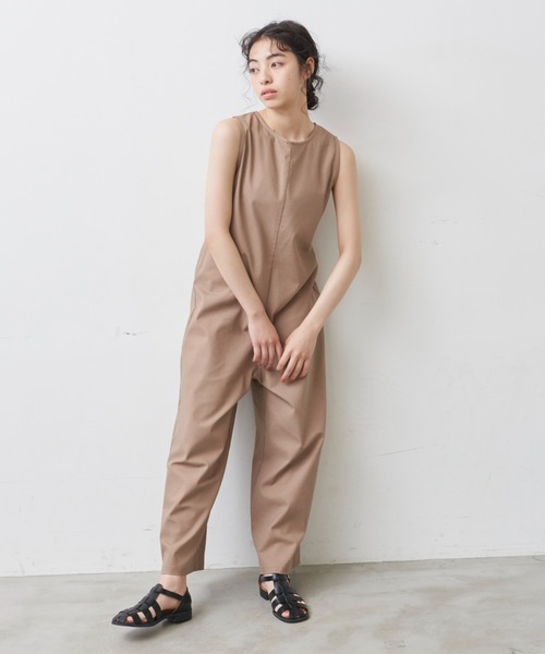 Libra Cue（リブラ キュー）の「“ビックカラー2wayコンビネゾン”　　　　　　　　　　　　　　　　　　　　　　　　　　　　　　麻混素材で長い季節着られる、付け襟がセットになったコンビネゾン（サロペット/オーバーオール・レディース・ベージュ/ブラック・1/2）」の17枚目の写真