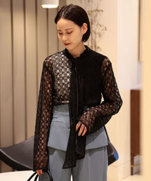 Ray BEAMS | Ray BEAMS / レース ボウカラー ブラウス(シャツ/ブラウス)