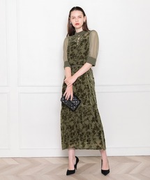 Leja（レジャ）の「【LEJA】ウエストベルト付き透け感お袖花柄