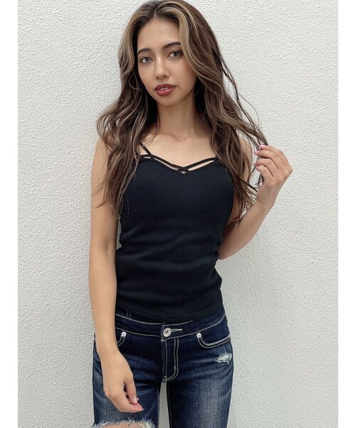 GYDA（ジェイダ）の「バインダーキャミ（キャミソール・レディース・ブラック/オフホワイト・FREE）」の15枚目の写真