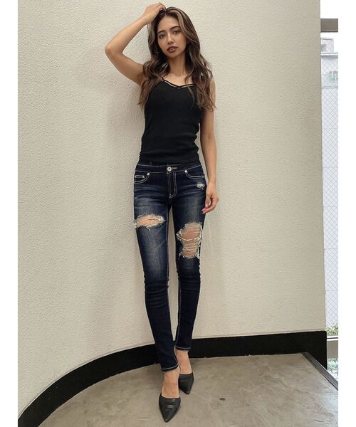 GYDA（ジェイダ）の「バインダーキャミ（キャミソール・レディース・ブラック/オフホワイト・FREE）」の11枚目の写真