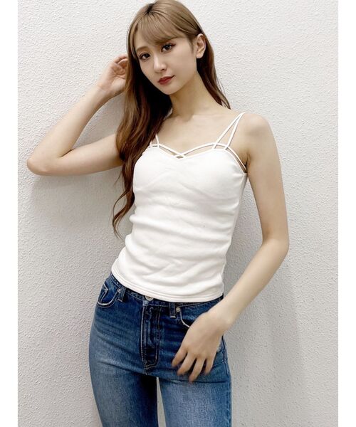 GYDA（ジェイダ）の「バインダーキャミ（キャミソール・レディース・ブラック/オフホワイト・FREE）」の3枚目の写真