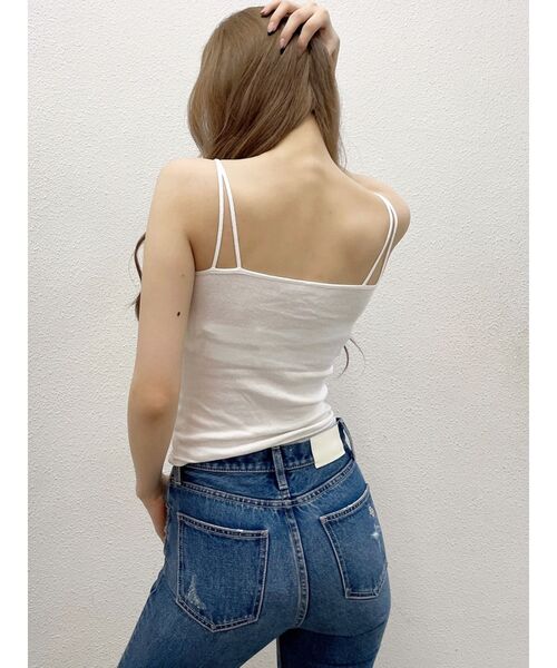 GYDA（ジェイダ）の「バインダーキャミ（キャミソール・レディース・ブラック/オフホワイト・FREE）」の5枚目の写真