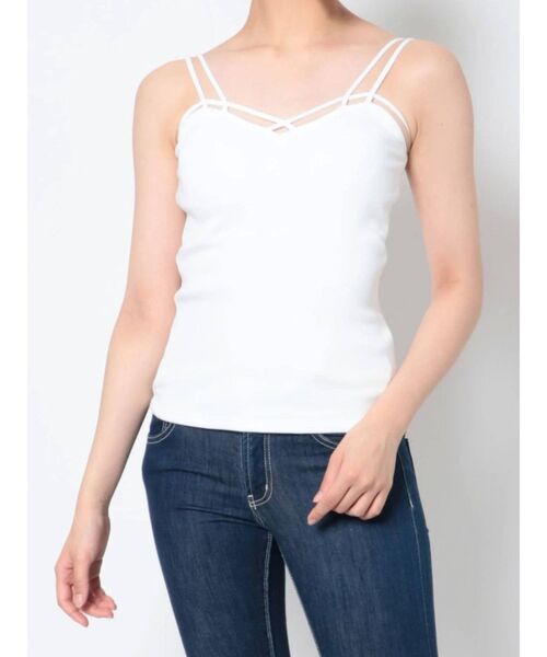 GYDA（ジェイダ）の「バインダーキャミ（キャミソール・レディース・ブラック/オフホワイト・FREE）」の7枚目の写真