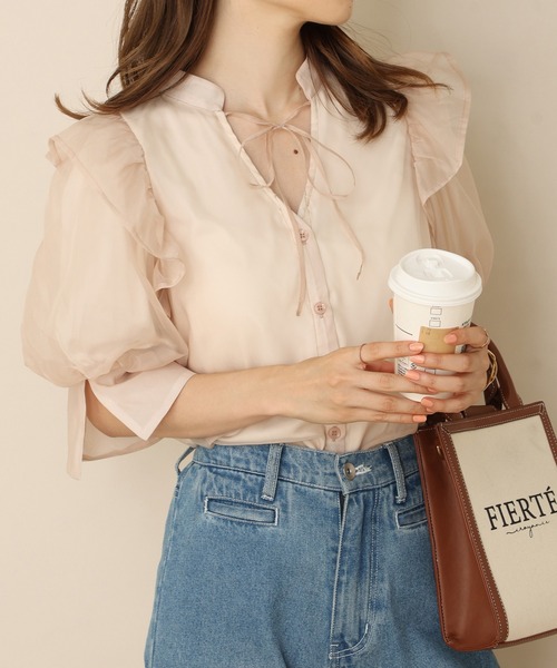 one after another NICE CLAUP（ワンアフターアナザーナイスクラップ）の「前後2WAYフリルブラウス（シャツ/ブラウス・レディース・ブラウン系その他/ホワイト系その他/アイボリー/ベージュ・FREE）」の14枚目の写真