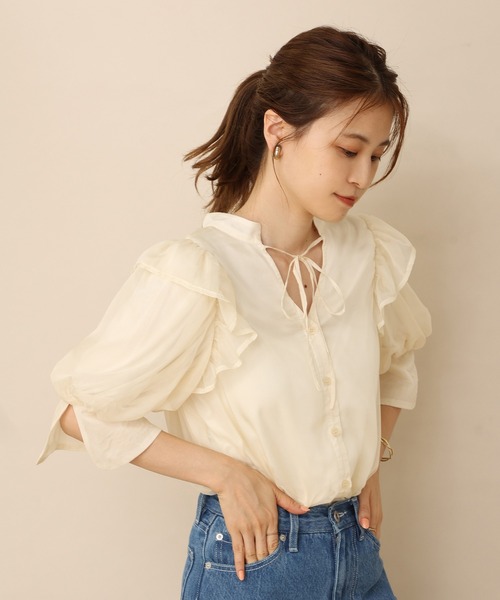 one after another NICE CLAUP（ワンアフターアナザーナイスクラップ）の「前後2WAYフリルブラウス（シャツ/ブラウス・レディース・ブラウン系その他/ホワイト系その他/アイボリー/ベージュ・FREE）」の18枚目の写真