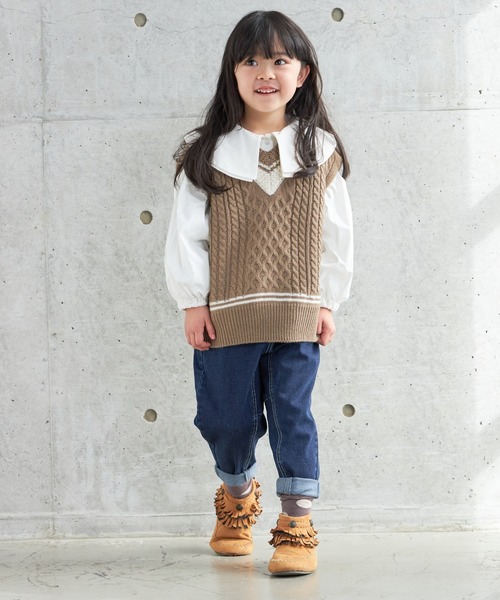 MAKE YOUR DAY（メイクユアデイ）の「ビッグカラー長袖ブラウス■80～140cm（シャツ/ブラウス・キッズ・オフホワイト/ブルー/ブラック・90/100/110/120/80/130/140）」の8枚目の写真