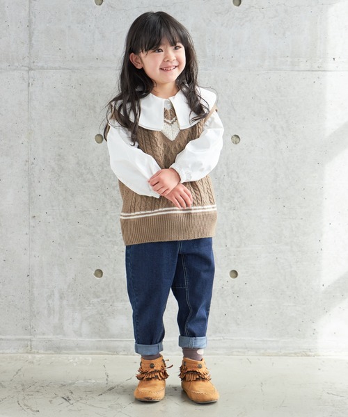 MAKE YOUR DAY（メイクユアデイ）の「ビッグカラー長袖ブラウス■80～140cm（シャツ/ブラウス・キッズ・オフホワイト/ブルー/ブラック・90/100/110/120/80/130/140）」の9枚目の写真