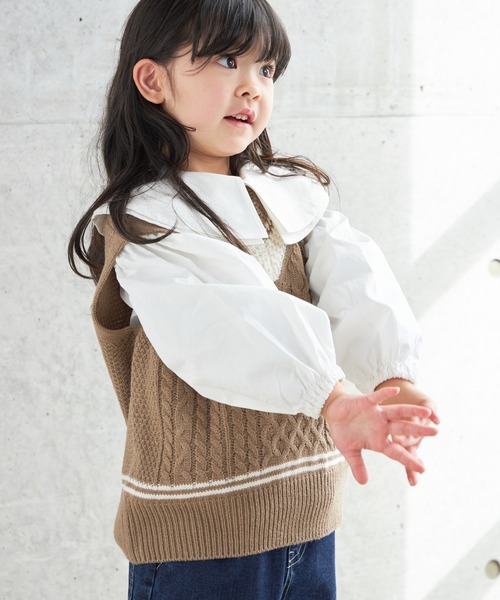 MAKE YOUR DAY（メイクユアデイ）の「ビッグカラー長袖ブラウス■80～140cm（シャツ/ブラウス・キッズ・オフホワイト/ブルー/ブラック・90/100/110/120/80/130/140）」の10枚目の写真