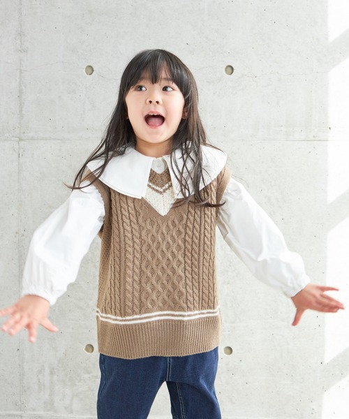 MAKE YOUR DAY（メイクユアデイ）の「ビッグカラー長袖ブラウス■80～140cm（シャツ/ブラウス・キッズ・オフホワイト/ブルー/ブラック・90/100/110/120/80/130/140）」の11枚目の写真