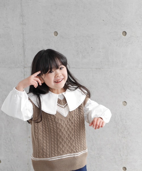 MAKE YOUR DAY（メイクユアデイ）の「ビッグカラー長袖ブラウス■80～140cm（シャツ/ブラウス・キッズ・オフホワイト/ブルー/ブラック・90/100/110/120/80/130/140）」の13枚目の写真