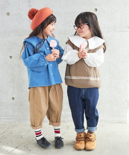 MAKE YOUR DAY（メイクユアデイ）の「ビッグカラー長袖ブラウス■80～140cm（シャツ/ブラウス・キッズ・オフホワイト/ブルー/ブラック・90/100/110/120/80/130/140）」の16枚目の写真