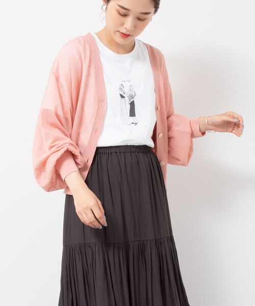 手洗い可能》リネン混シアーカーディガン