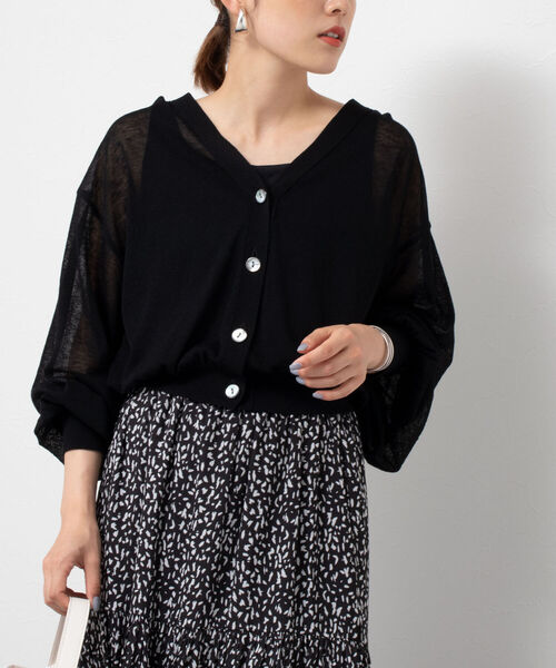 手洗い可能》リネン混シアーカーディガン