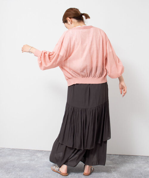 手洗い可能》リネン混シアーカーディガン