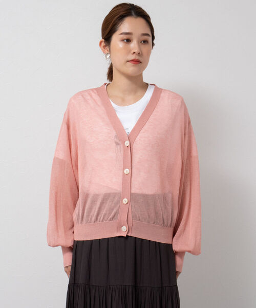リネン混シアーカーディガン 手洗い可能》リネン混シアーカーディガン