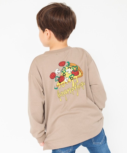 BRANSHES（ブランシェス）の「【bコレ】グラフィック長袖Tシャツ ロンT（Tシャツ/カットソー・キッズ・アイボリー/ブラック/キャメル/グリーン/グレー/ブルー/チャコールグレー/ブラウン/ベージュ/ネイビー/カラフル・130/120/140/150/90/100/110/160）」の2枚目の写真