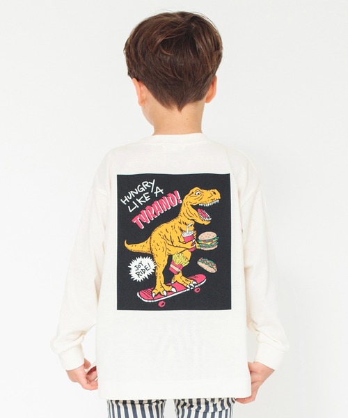 BRANSHES（ブランシェス）の「【bコレ】グラフィック長袖Tシャツ ロンT（Tシャツ/カットソー・キッズ・アイボリー/ブラック/キャメル/グリーン/グレー/ブルー/チャコールグレー/ブラウン/ベージュ/ネイビー/カラフル・130/120/140/150/90/100/110/160）」の3枚目の写真