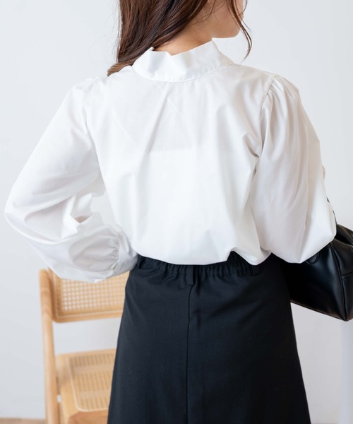 WEGO（ウィゴー）の「WEGO/2WAYリボンタイブラウス（シャツ/ブラウス・レディース・ホワイト/ブラック・FREE）」の6枚目の写真